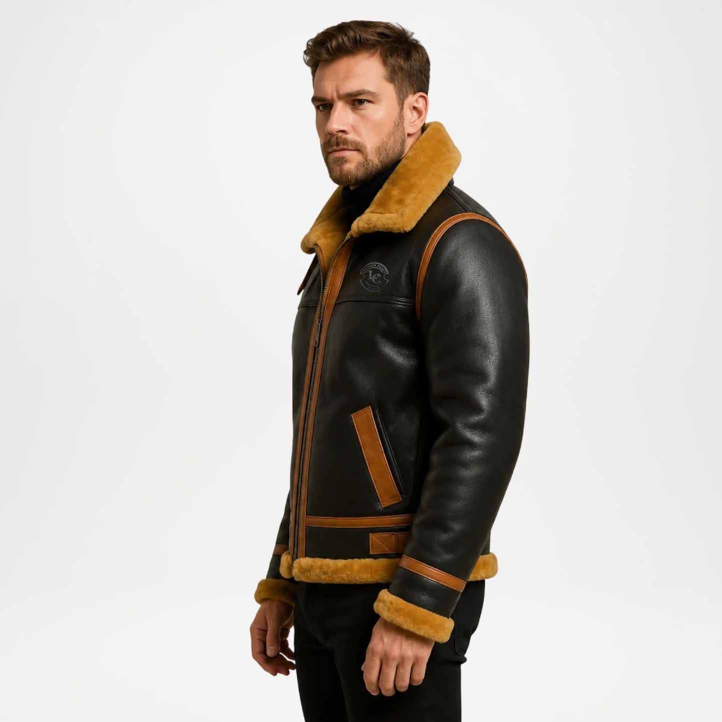 Men's Buff Leather Jacket – Brown Shearling Winter Jacket
