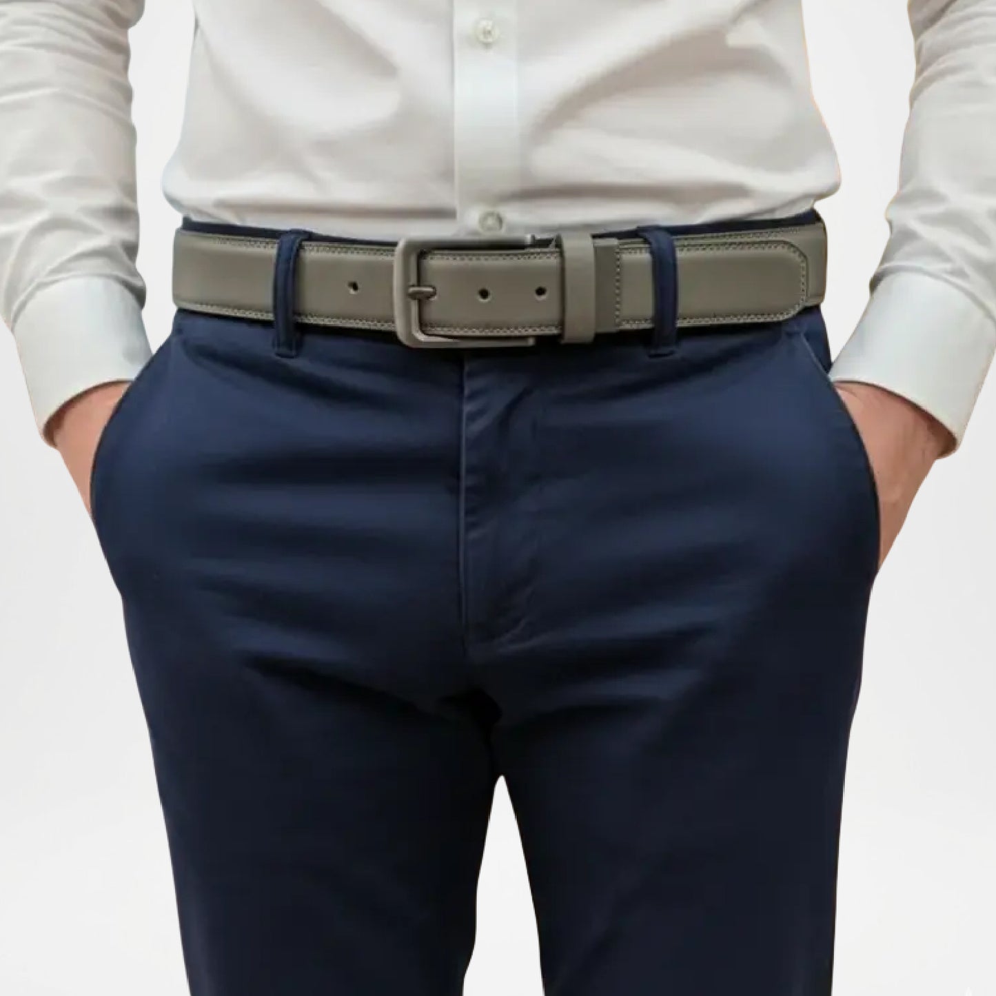 Bellford Textured Matte Buckle Genuine Leather Belt