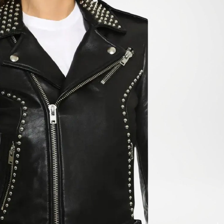Women’s Black Leather Biker Jacket