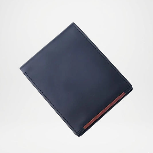 Men’s Pure Leather Bifold Wallet – Blue Stripe