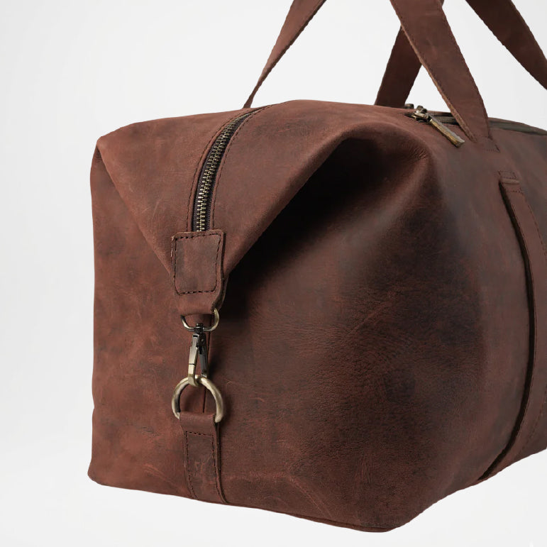 Dale Brown Distressed Leather Duffle Bag