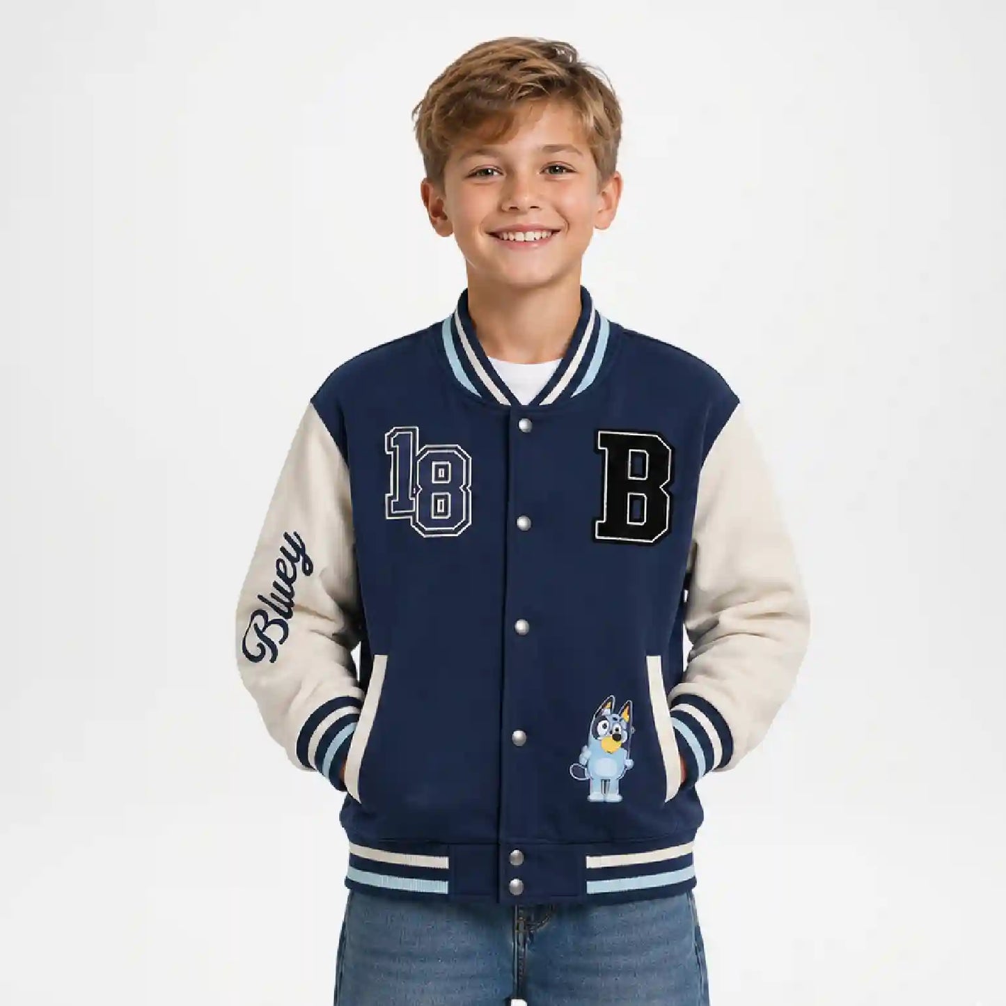 Toddler Leather Jacket | Kids Blue Varsity Jacket