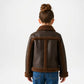 Girls Shearling Jacket | Brown Winter Leather Jacket