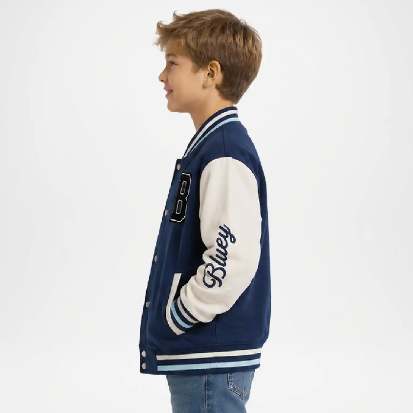 Toddler Leather Jacket | Kids Blue Varsity Jacket