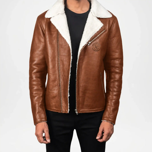 Alberto Brown Shearling Leather Jacket for Men