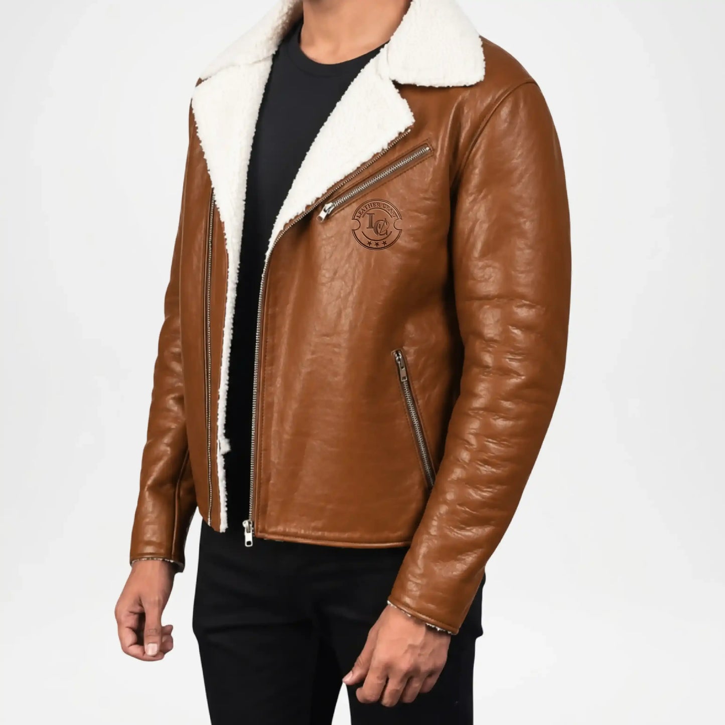 Alberto Brown Shearling Leather Jacket for Men