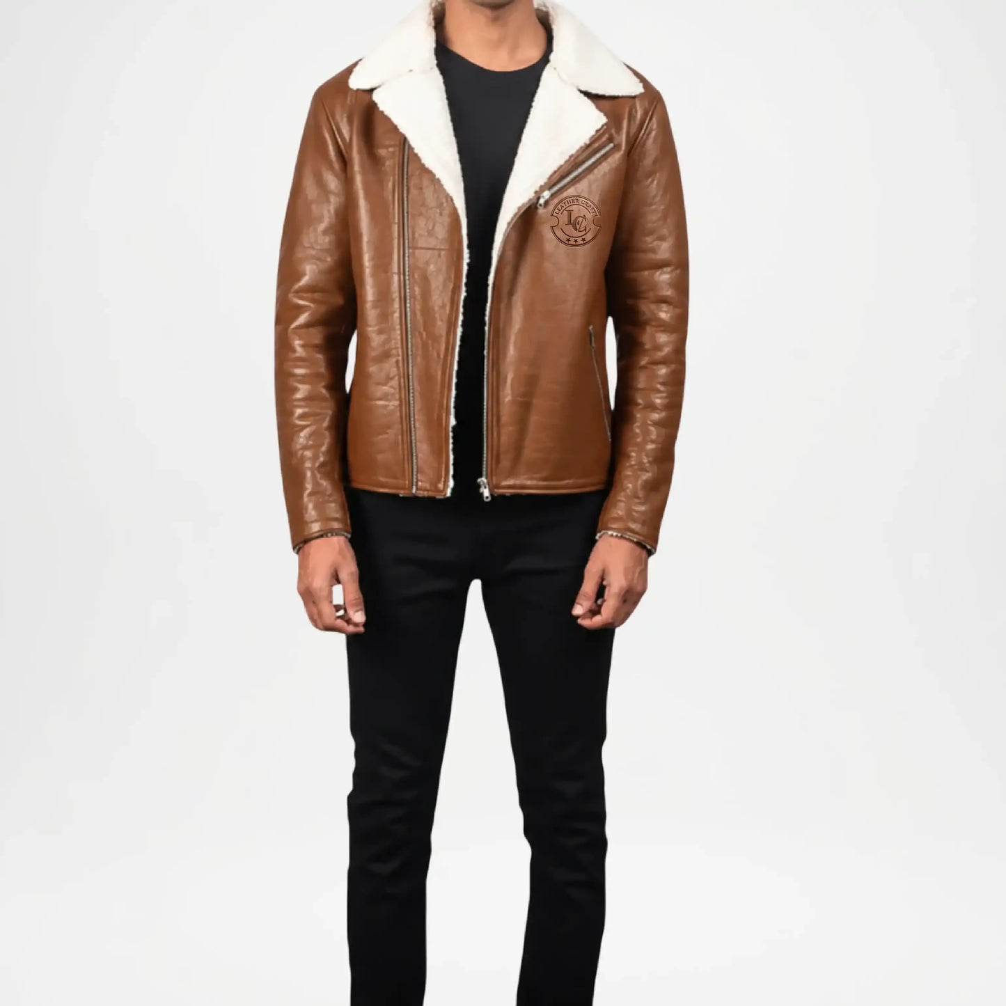 Alberto Brown Shearling Leather Jacket for Men