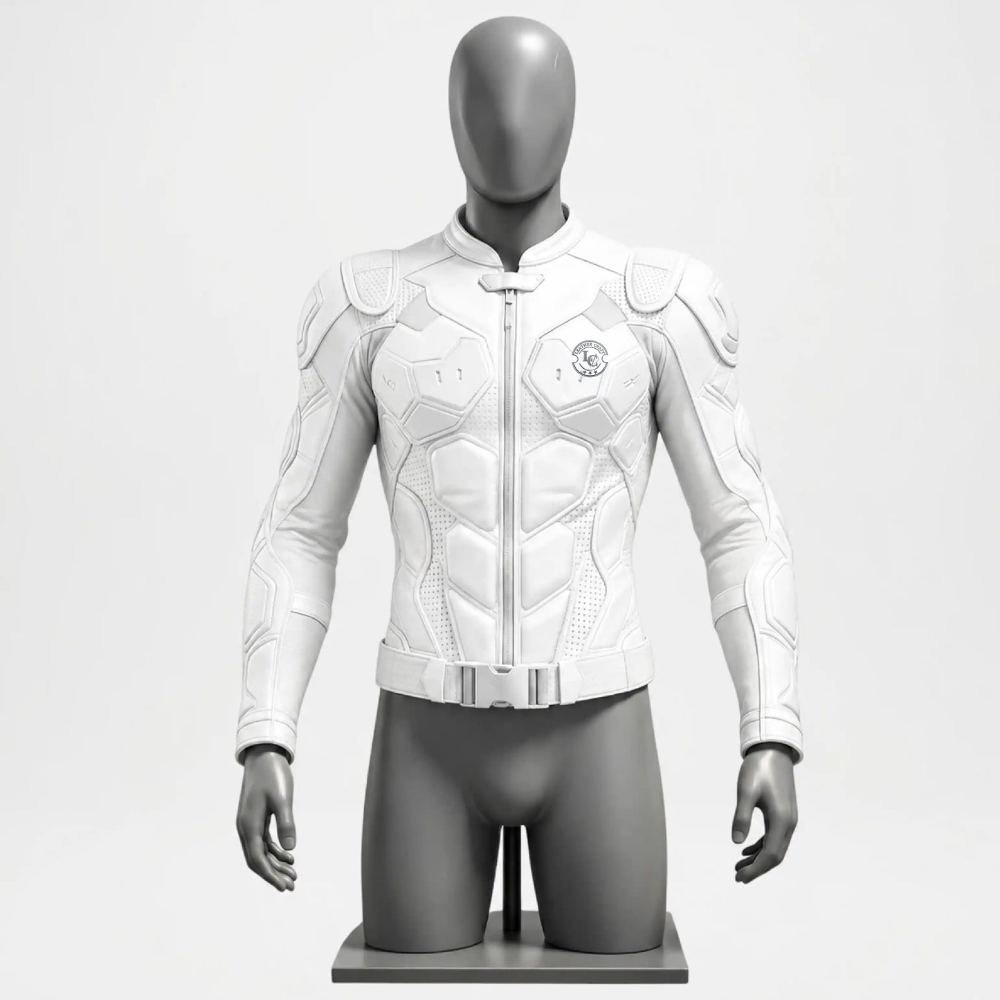 White Armor Leather Jacket for Men | Biker Slim Fit Coat