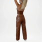brown leather vest women casual style