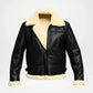 B-3 Men’s Black Shearling Leather Fur Bomber Jacket