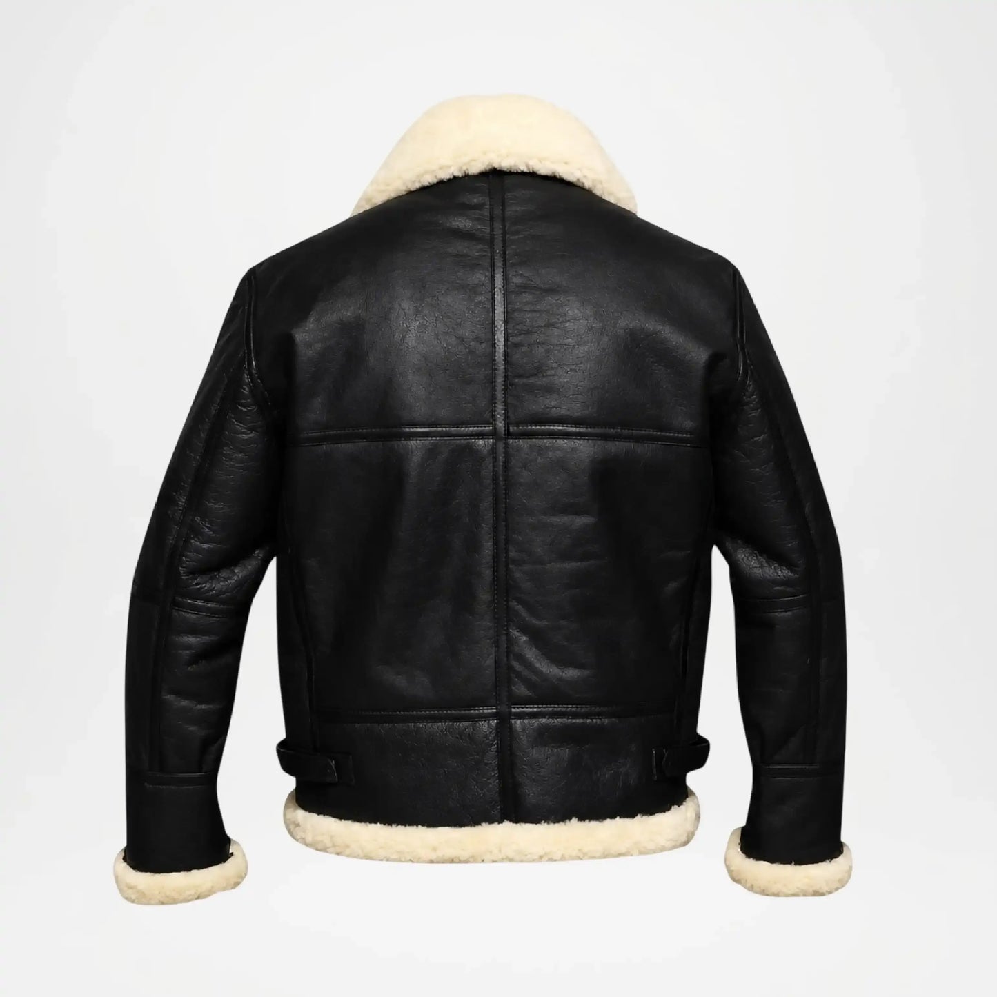 B-3 Men’s Black Shearling Leather Fur Bomber Jacket