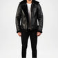 Black winter leather bomber jacket for men 