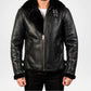 B3 black shearling bomber jacket for men