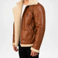 B3 Brown Shearling Bomber Jacket for Men