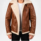 B3 Brown Shearling Bomber Jacket for Men