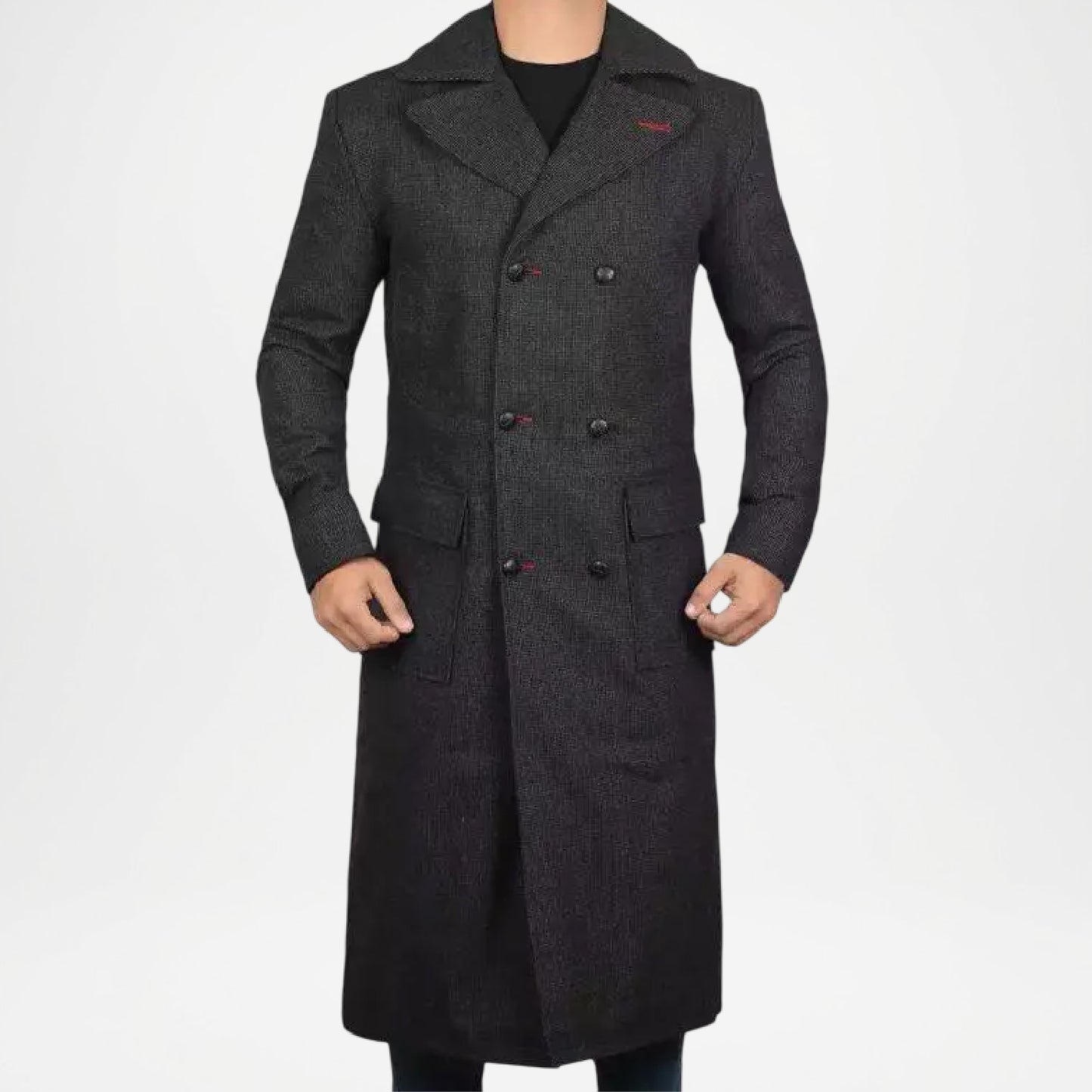 Elegant Men’s Black Wool Coat Warm Winter Wear