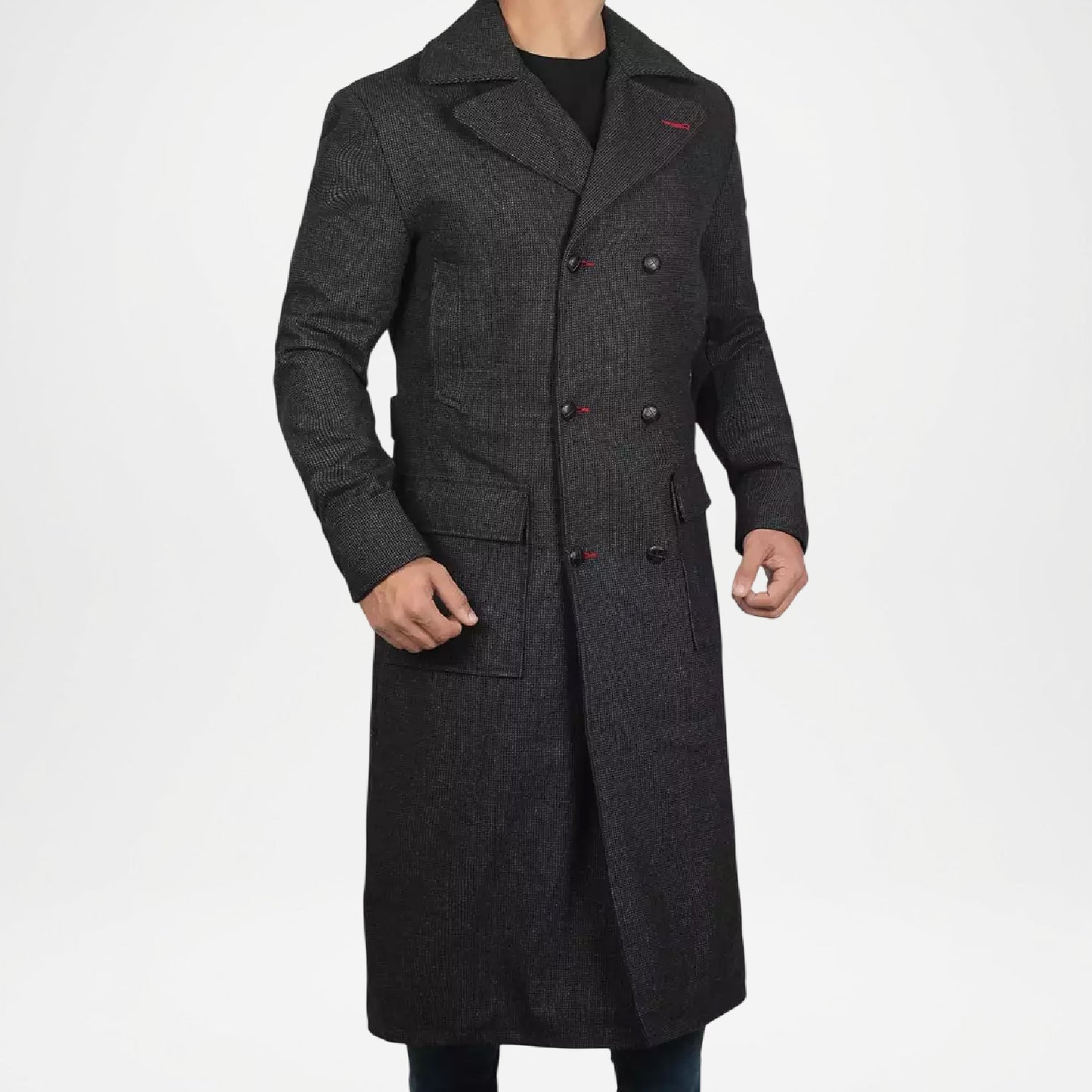 Elegant Men’s Black Wool Coat Warm Winter Wear