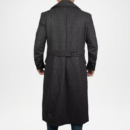 Elegant Men’s Black Wool Coat Warm Winter Wear