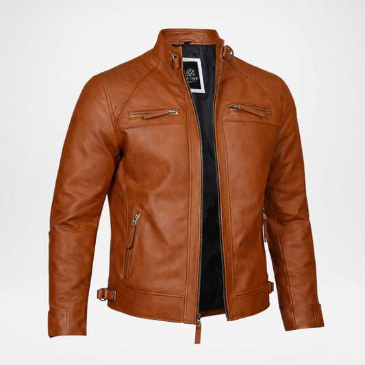 Brown Quilted Moto Jacket 