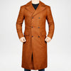 Brown leather coat on a white background