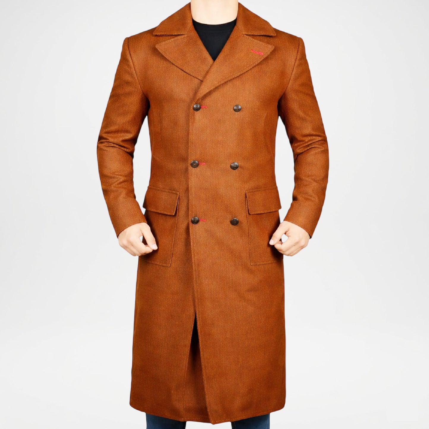 Brown leather coat on a white background