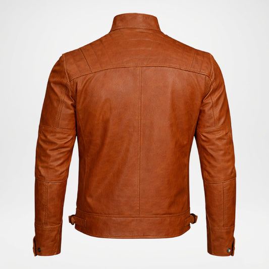 brown quilted leather jacket mens