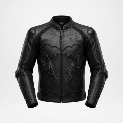 Batman Leather Biker Jacket Black Armor Style