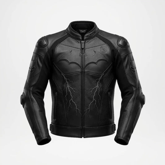 Batman Leather Biker Jacket Black Armor Style