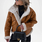 brown shearling leather bomber jacket women a2 style