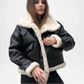 womens black a2 shearling bomber jacket