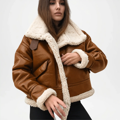 womens brown a2 shearling bomber jacket