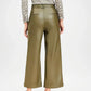 women's olive green faux leather pants
