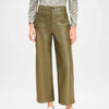Women’s Olive Green Leather Crop Pants
