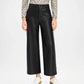 Women’s Black Leather Crop slim Pants 
