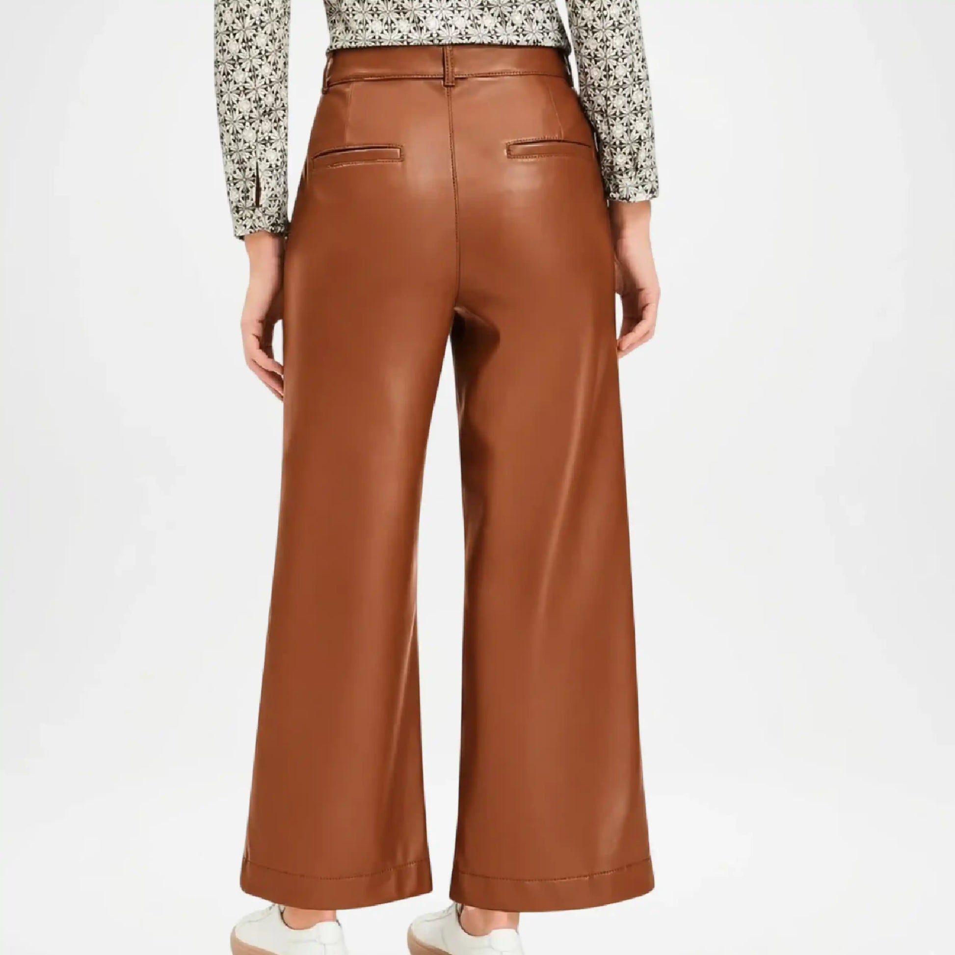 women's brown cropped pants slim