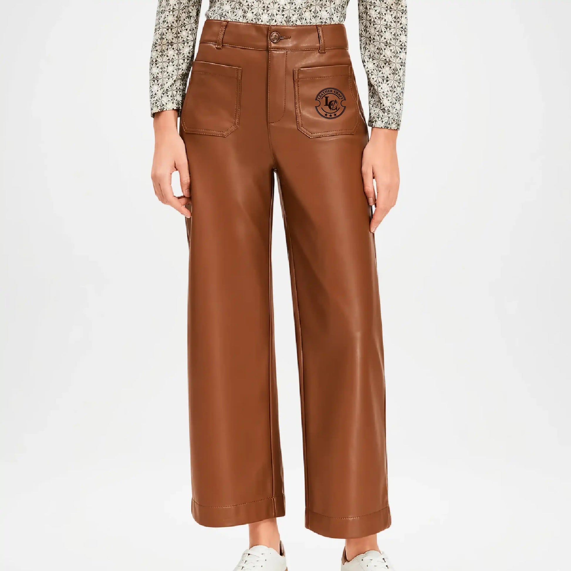 Women’s Brown Leather Crop Pants