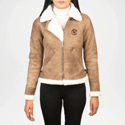 womens beige brown b3 shearling jacket