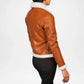 distressed brown leather shearling coat