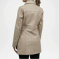 womens beige long leather jacket