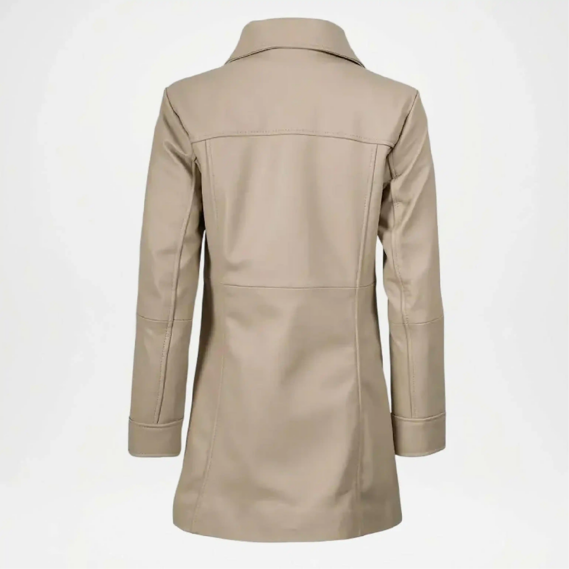 Beige leather coat on a white background