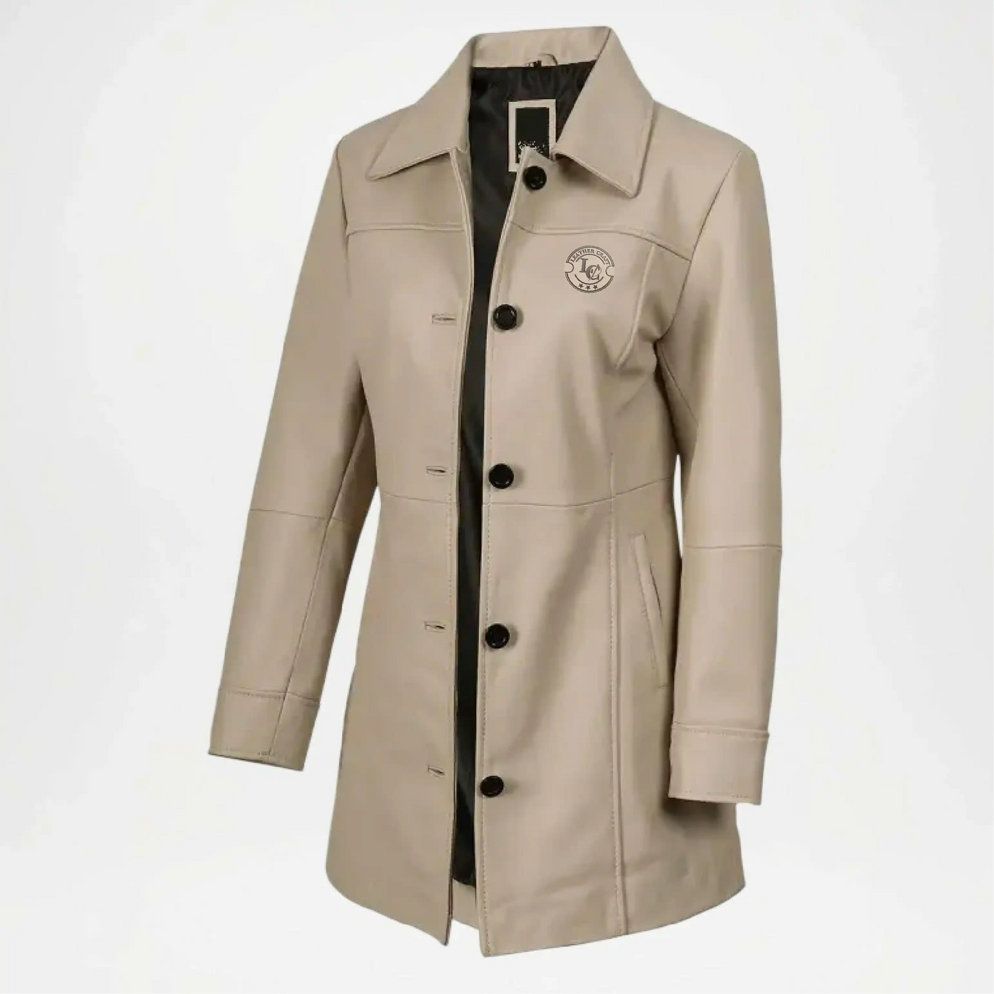 beige leather coat women lambskin style