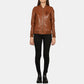 Brown Bomber Leather Jacket for Women