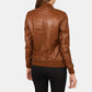 Brown Bomber Leather Jacket for Women
