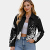 Black Cow Print Jacket Women outfit