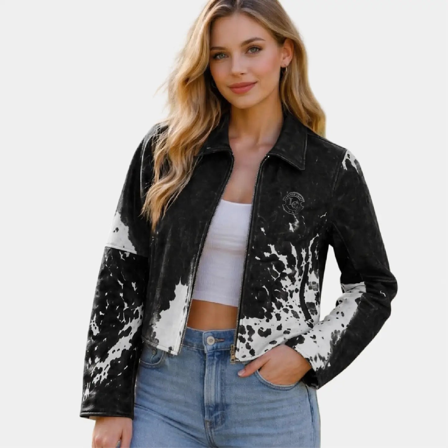 Black Cow Print Jacket Women outfit