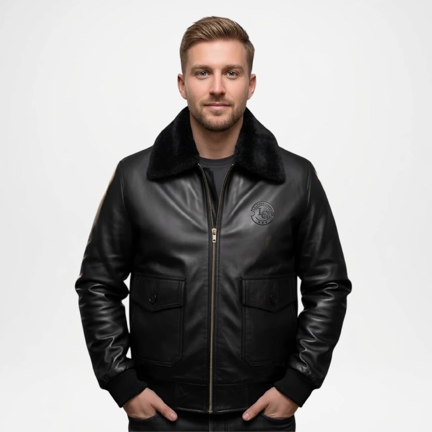 black fur collar bomber jacket
