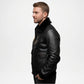mens black fur collar bomber jacket