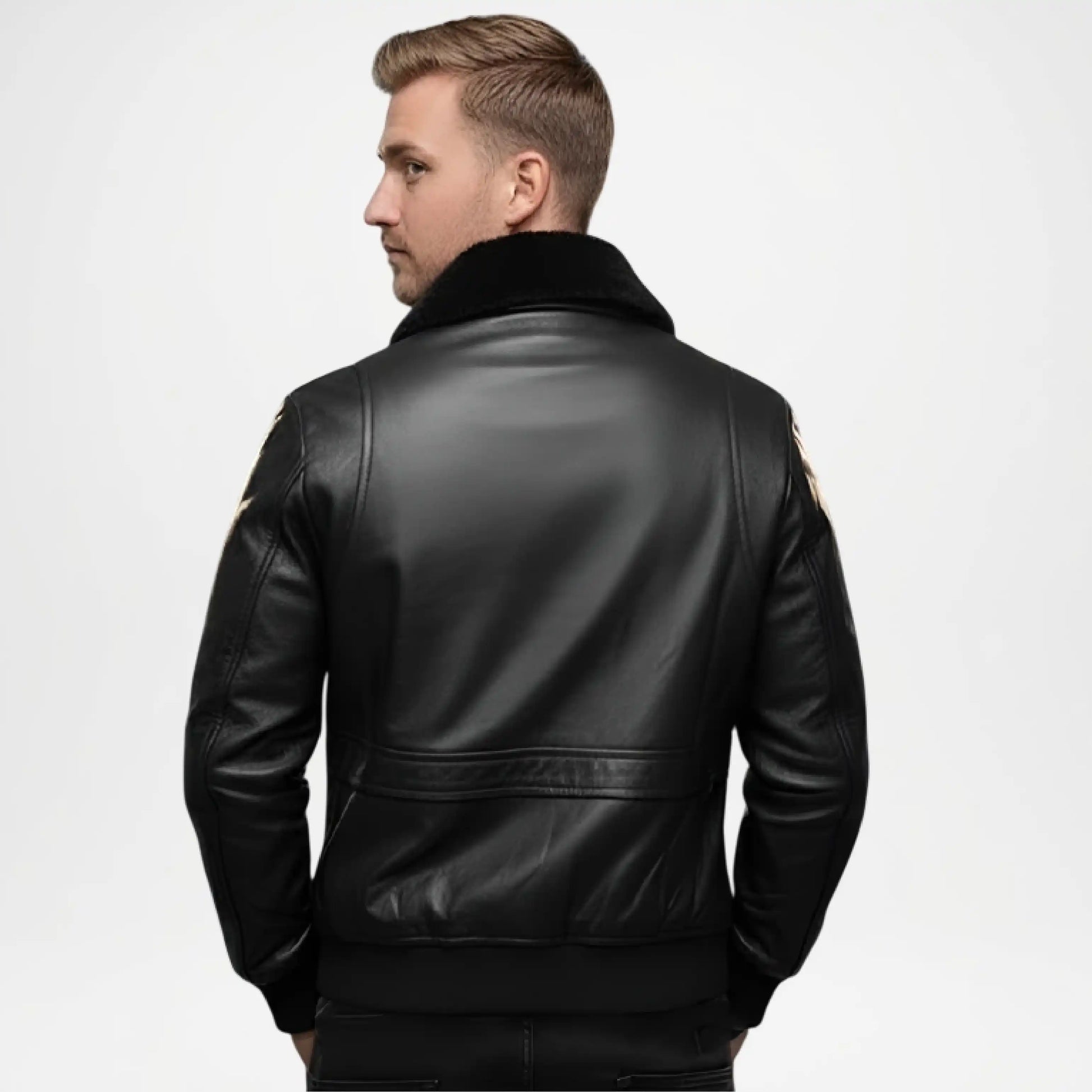 black bomber fur collar
