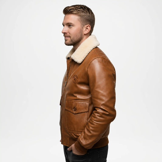 brown winter bomber coat men