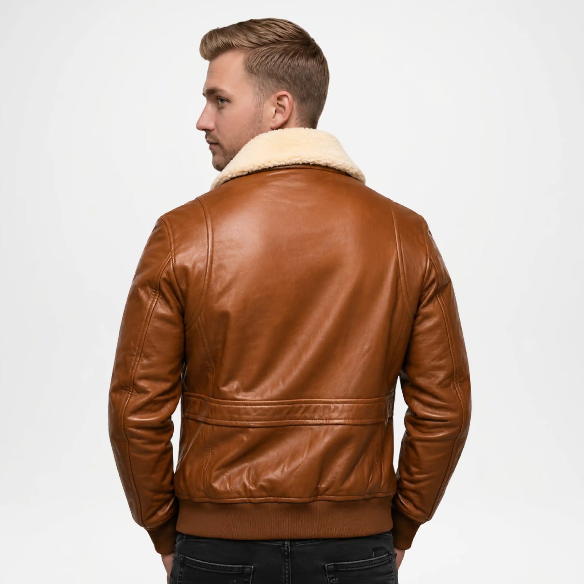 mens brown leather winter jacket